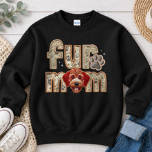 Load image into Gallery viewer, Fur Mom Doodle Red dog lover design on Black crewneck sweatshirt
