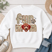 Load image into Gallery viewer, Fur Mom Doodle Red dog lover design on White crewneck sweatshirt
