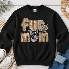 Load image into Gallery viewer, Fur Mom Frenchie dog lover design on Black crewneck sweatshirt
