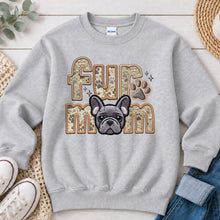 Load image into Gallery viewer, Fur Mom Frenchie Grey dog lover design on Ash Grey crewneck sweatshirt
