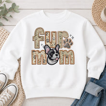 Load image into Gallery viewer, Fur Mom Frenchie dog lover design on White crewneck sweatshirt
