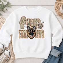 Load image into Gallery viewer, Fur Mom German Shepherd dog lover design on White crewneck sweatshirt
