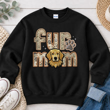 Load image into Gallery viewer, Fur Mom Golden Retriever dog lover design on Black crewneck sweatshirt
