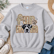 Load image into Gallery viewer, Fur Mom Great Dane Harlequin dog lover design on Ash Grey crewneck sweatshirt
