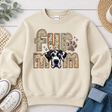 Load image into Gallery viewer, Fur Mom Great Dane Harlequin dog lover design on Sand crewneck sweatshirt

