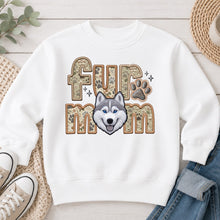 Load image into Gallery viewer, Fur Mom Husky White dog lover design on White crewneck sweatshirt
