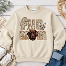 Load image into Gallery viewer, Fur Mom Labrador Chocolate dog lover design on Sand crewneck sweatshirt
