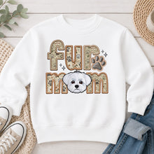 Load image into Gallery viewer, Fur Mom Maltese Short Hair dog lover design on White crewneck sweatshirt
