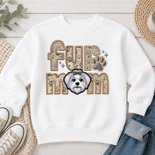 Load image into Gallery viewer, Fur Mom Maltese dog lover design on White crewneck sweatshirt

