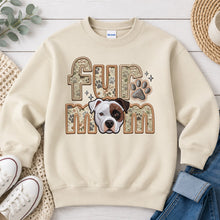 Load image into Gallery viewer, Fur Mom Pitbull Brown Patch dog lover design on Sand crewneck sweatshirt
