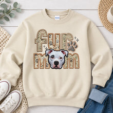 Load image into Gallery viewer, Fur Mom Pitbull Eyebrow Patch dog lover design on Sand crewneck sweatshirt
