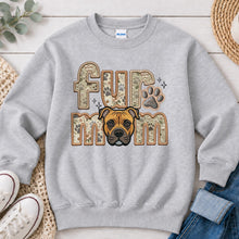 Load image into Gallery viewer, Fur Mom Pitbull Tan dog lover design on Ash Grey crewneck sweatshirt

