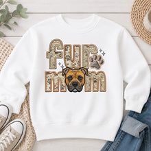 Load image into Gallery viewer, Fur Mom Pitbull Tan dog lover design on White crewneck sweatshirt
