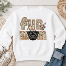 Load image into Gallery viewer, Fur Mom Pug Black dog lover design on White crewneck sweatshirt
