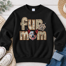 Load image into Gallery viewer, Fur Mom Red Heeler dog lover design on Black crewneck sweatshirt
