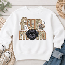 Load image into Gallery viewer, Fur Mom Shih Tzu Black dog lover design on White crewneck sweatshirt
