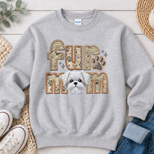 Load image into Gallery viewer, Fur Mom Shih Tzu White dog lover design on Ash Grey crewneck sweatshirt
