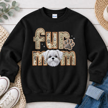 Load image into Gallery viewer, Fur Mom Shih Tzu White dog lover design on Black crewneck sweatshirt

