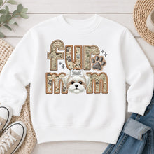 Load image into Gallery viewer, Fur Mom Shih Tzu White with Bow dog lover design on White crewneck sweatshirt

