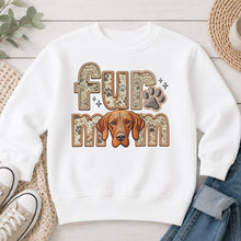 Load image into Gallery viewer, Fur Mom Vizsla dog lover design on White crewneck sweatshirt
