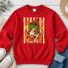 Load image into Gallery viewer, Cozy Season Alligator Fall design on Red crewneck sweatshirt
