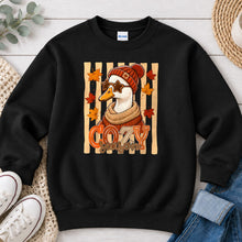 Load image into Gallery viewer, Cozy Season Silly Goose Fall design on Black crewneck sweatshirt
