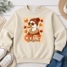 Load image into Gallery viewer, Cozy Season Silly Goose Fall design on Sand crewneck sweatshirt
