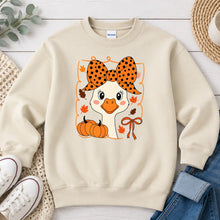 Load image into Gallery viewer, Fall Duck Bow Fall design on Sand crewneck sweatshirt
