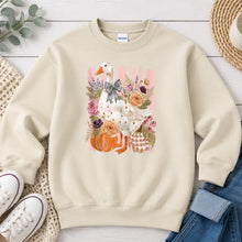 Load image into Gallery viewer, Floral Goose With Bow Fall design on Sand crewneck sweatshirt
