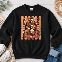 Load image into Gallery viewer, Hello Fall Goose Trio Fall design on Black crewneck sweatshirt
