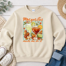 Load image into Gallery viewer, Margaritas Made Me Do It Fall design on Sand crewneck sweatshirt
