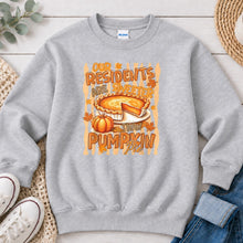 Load image into Gallery viewer, Our Residents Are Sweeter Than Pumpkin Pie Fall design on Ash Grey crewneck sweatshirt
