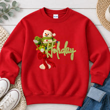 Load image into Gallery viewer, Full Of Holiday Spirit Christmas design on Red crewneck sweatshirt
