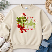Load image into Gallery viewer, Full Of Holiday Spirit Christmas design on Sand crewneck sweatshirt
