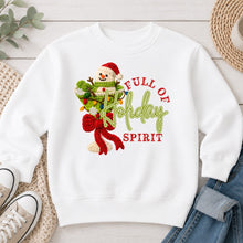Load image into Gallery viewer, Full Of Holiday Spirit Christmas design on White crewneck sweatshirt
