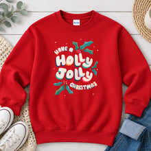 Load image into Gallery viewer, Have A Holly Jolly Christmas Christmas design on Red crewneck sweatshirt
