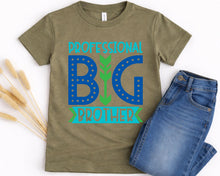 Load image into Gallery viewer, A t-shirt with a graphic design that says "Professional Big Brother" and a pair of blue jeans are placed on a white background.
