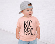 Load image into Gallery viewer, A young child wearing a gray cap and a pink t-shirt with the text "BIG BRO."
