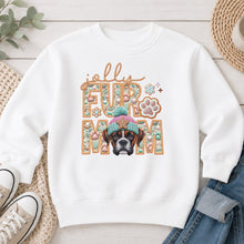 Load image into Gallery viewer, Jolly Boxer Brindle Christmas design on White crewneck sweatshirt
