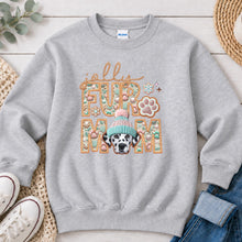 Load image into Gallery viewer, Jolly Dalmatian Christmas design on Ash Grey crewneck sweatshirt
