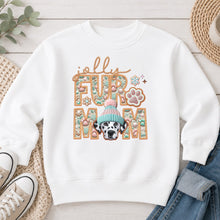 Load image into Gallery viewer, Jolly Dalmatian Christmas design on White crewneck sweatshirt
