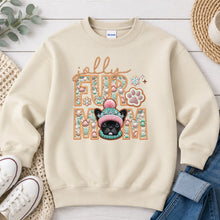 Load image into Gallery viewer, Jolly Frenchie Black Christmas design on Sand crewneck sweatshirt
