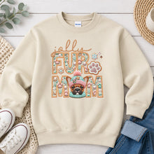 Load image into Gallery viewer, Jolly Frenchie Fawn Christmas design on Sand crewneck sweatshirt

