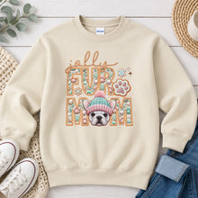 Load image into Gallery viewer, Jolly Frenchie White Christmas design on Sand crewneck sweatshirt
