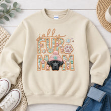 Load image into Gallery viewer, Jolly Fur Mom Black Lab Christmas design on Sand crewneck sweatshirt
