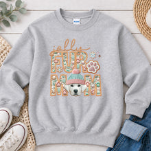 Load image into Gallery viewer, Jolly Fur Mom White Lab Christmas design on Ash Grey crewneck sweatshirt
