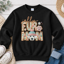 Load image into Gallery viewer, Jolly Fur Mom White Lab Christmas design on Black crewneck sweatshirt
