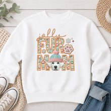 Load image into Gallery viewer, Jolly Fur Mom White Lab Christmas design on White crewneck sweatshirt
