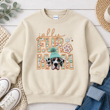 Load image into Gallery viewer, Jolly Great Dane Harlequin Christmas design on Sand crewneck sweatshirt
