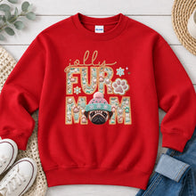 Load image into Gallery viewer, Jolly Pug Christmas design on Red crewneck sweatshirt
